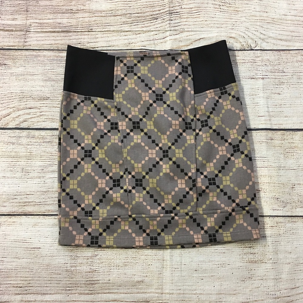 😍 Free People Gray Pink Yellow Plaid Design Mini Skirt size XS